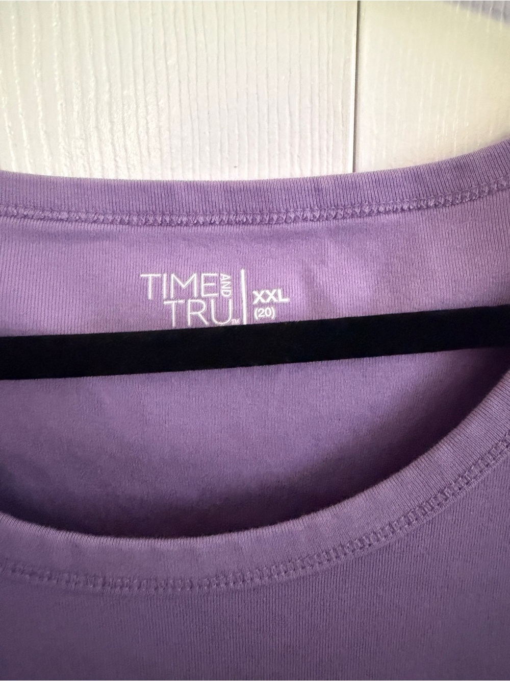 5 for $25! Time and Tru Lavender Scoop Neck Short Sleeve Top - Picture 2 of 3